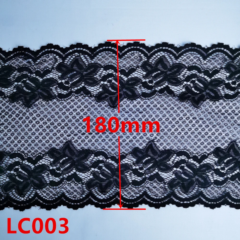 (2 Yards/lot) 18cm Black Eyelash Lace Fabric Decoration Love Wedding Dress Accessories Embroidered Fabric Lace Trim