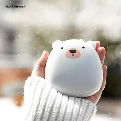 Cute Cartoon Penguin Polar Bear Electric Hand Warmers USB Rechargeable Double-Side Heating Pocket Power Bank Warmer Heater