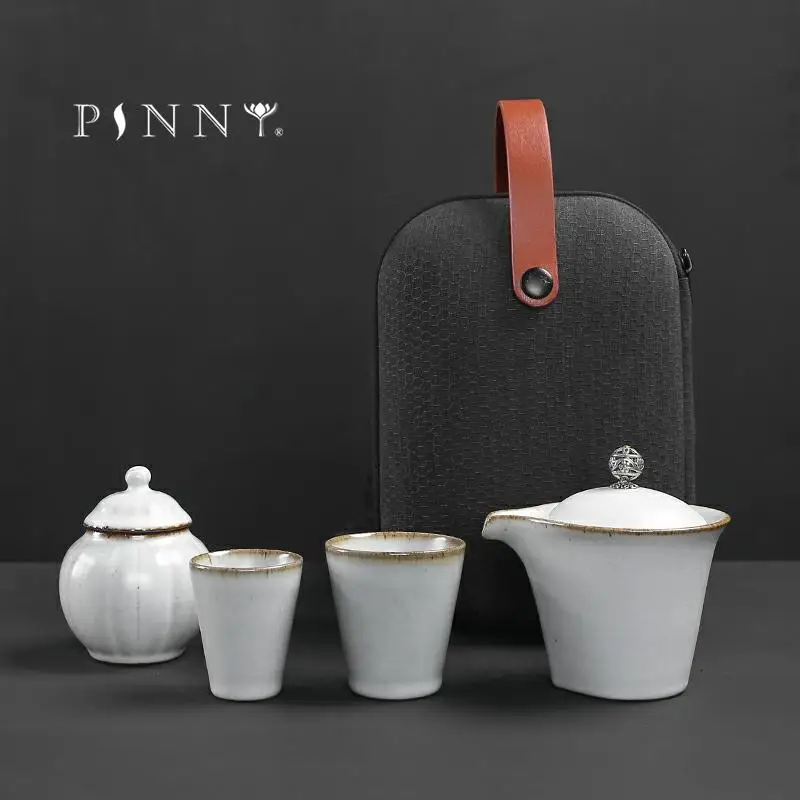 

PINNY Travel Tea Set Ceramic Kung Fu Tea Sets Include One Pot Two Cups Tea Ceremony High Quality Portable Tea Service With Bag