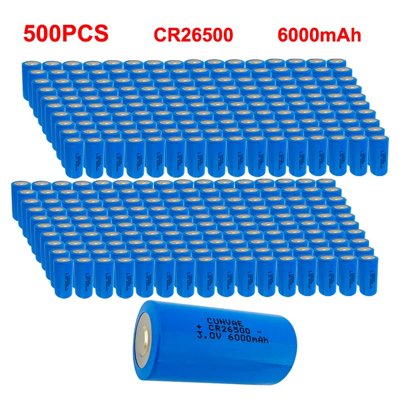 500PCS HOT NEW CR26500 26500 3.0V 6000mah lithium battery Capacity type C PLC control in high-performance Li-MnO2 Batteries