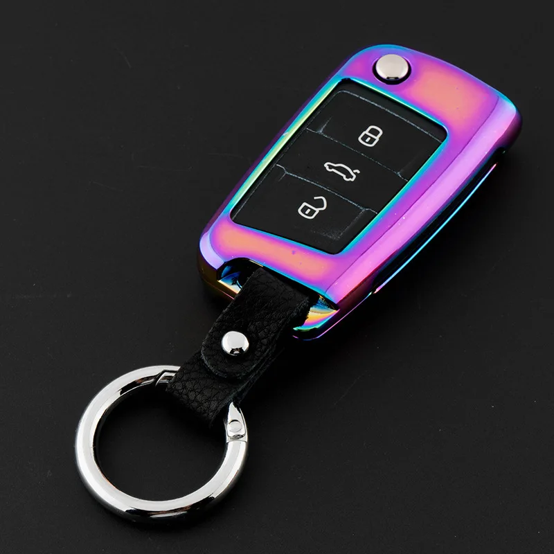 Colour Galvanized Alloy car key case cover protective shell holder for VW Passat Lavida Tiguan POLO Golf BORA Car Key protector