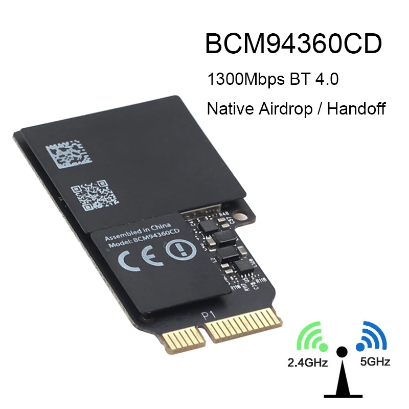 1750Mbps Dual Band WiFi Bluetooth Card 2.4GHz/5GHz BT 4.0 Broadcom BCM94360CD Wireless Module For Apple Hackintosh Mac OS