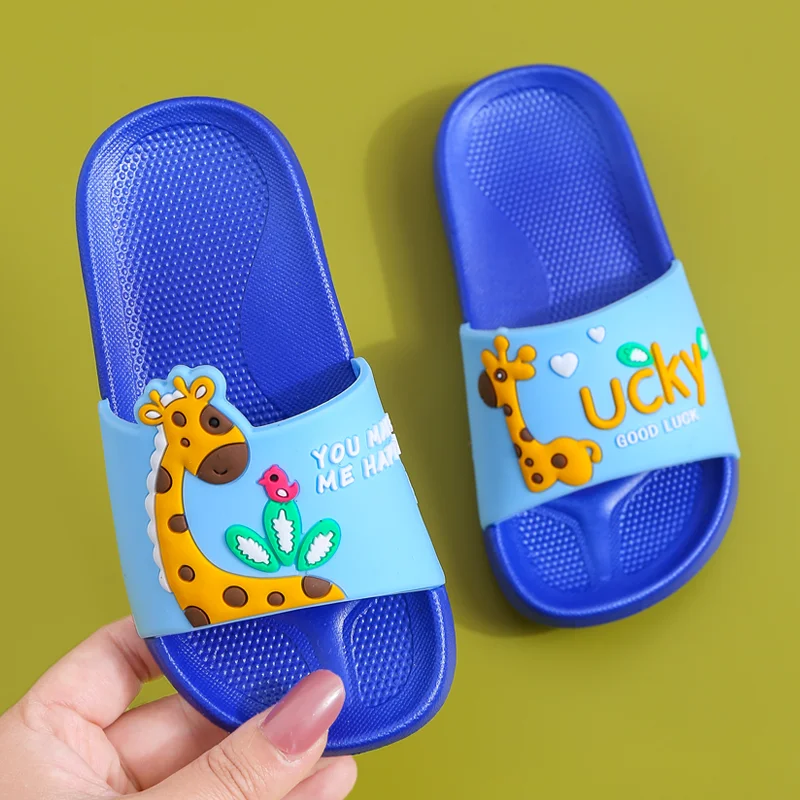 Sandal Anak-anak Kartun Jerapah Musim Panas Anti-selip Sandal Anak-anak Dalam Ruangan Rumah Nyaman Ringan Sepatu Kamar Mandi Warna-warni Sepatu Anak Laki-laki Perempuan