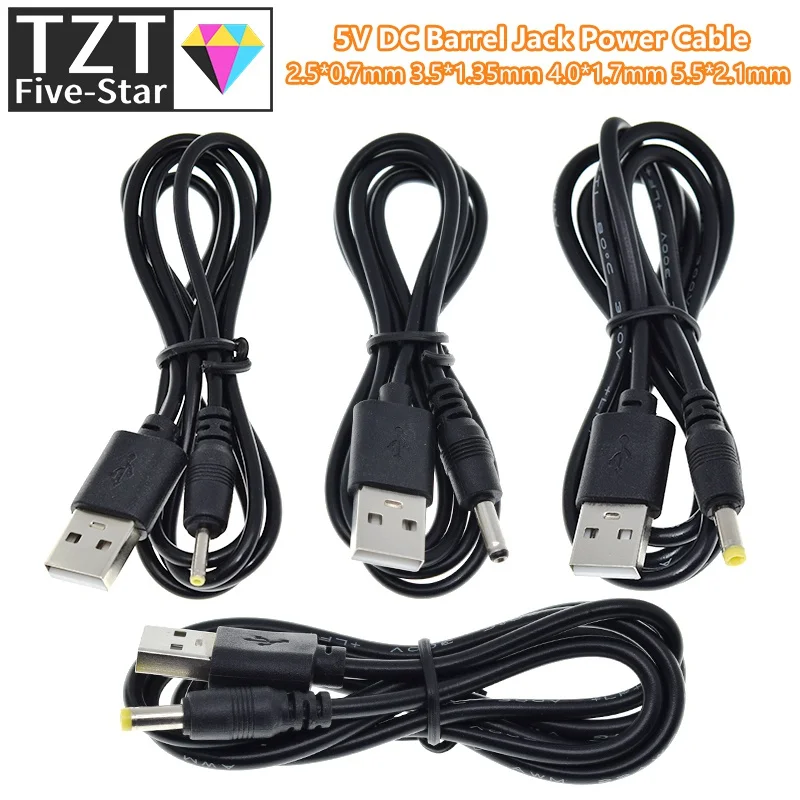 TZT 1/3PCS 1M USB-Anschluss zu 2.0*0.6mm 2.5*0.7mm 3.5*1.35mm 4.0*1.7mm 5.5*2.1mm 5V DC-Stromkabel-Stecker – Detail 14