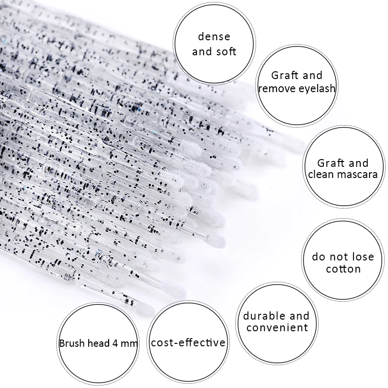 50 Pc Crystal Micro Brush Disposable Lash Removing Swab Mascara Wands Applicator Makeup Tools For Eyelash Extension tools