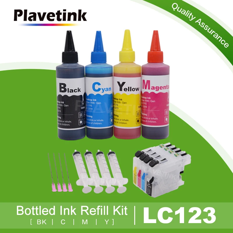 Plavetink LC123 XL Refill Ink Cartridge For Brother LC 123 121 125 127 129 DCP-J4110DW J132W J152W  J552DW + 400ML Printer Ink