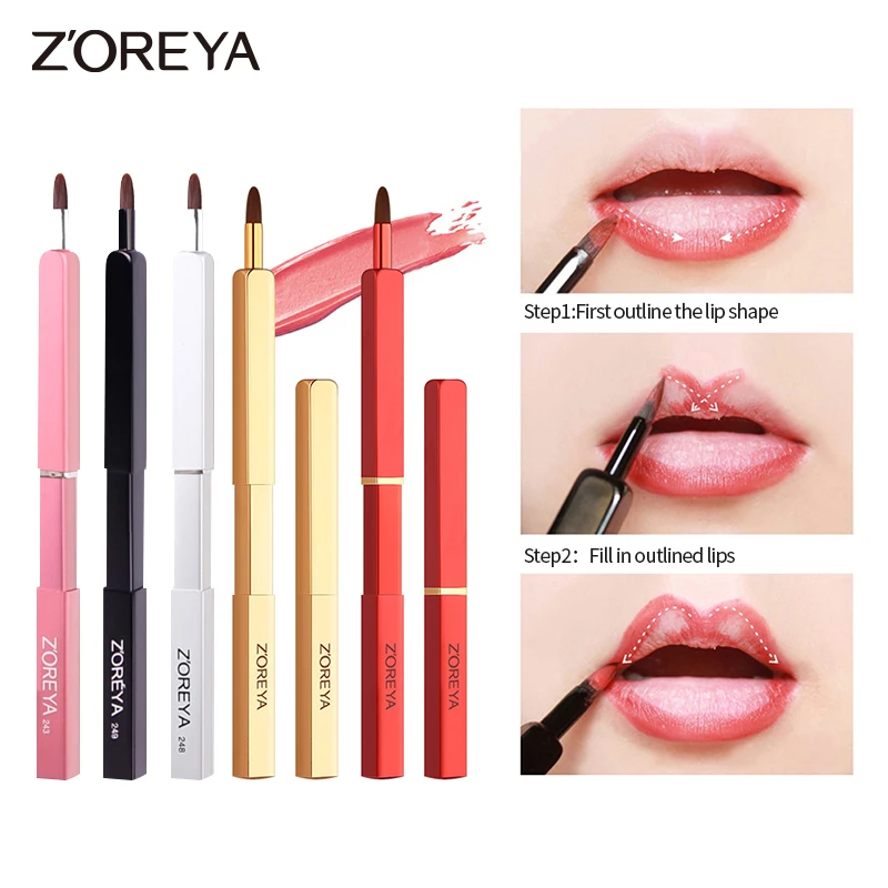 Zoreya 5 Kleur Intrekbare Lip Brush Beauty Make Up Tool Draagbare Stofdicht Cosmetische Borstel Gemakkelijk Te Gebruiken