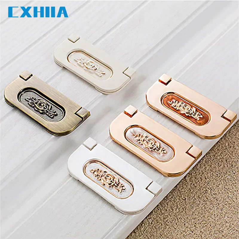 CXHIIA European Style Invisible Wardrobe Door Handle Drawer Hidden Embedded Modern Minimalist Tatami Shoe Cabinet Cupboard