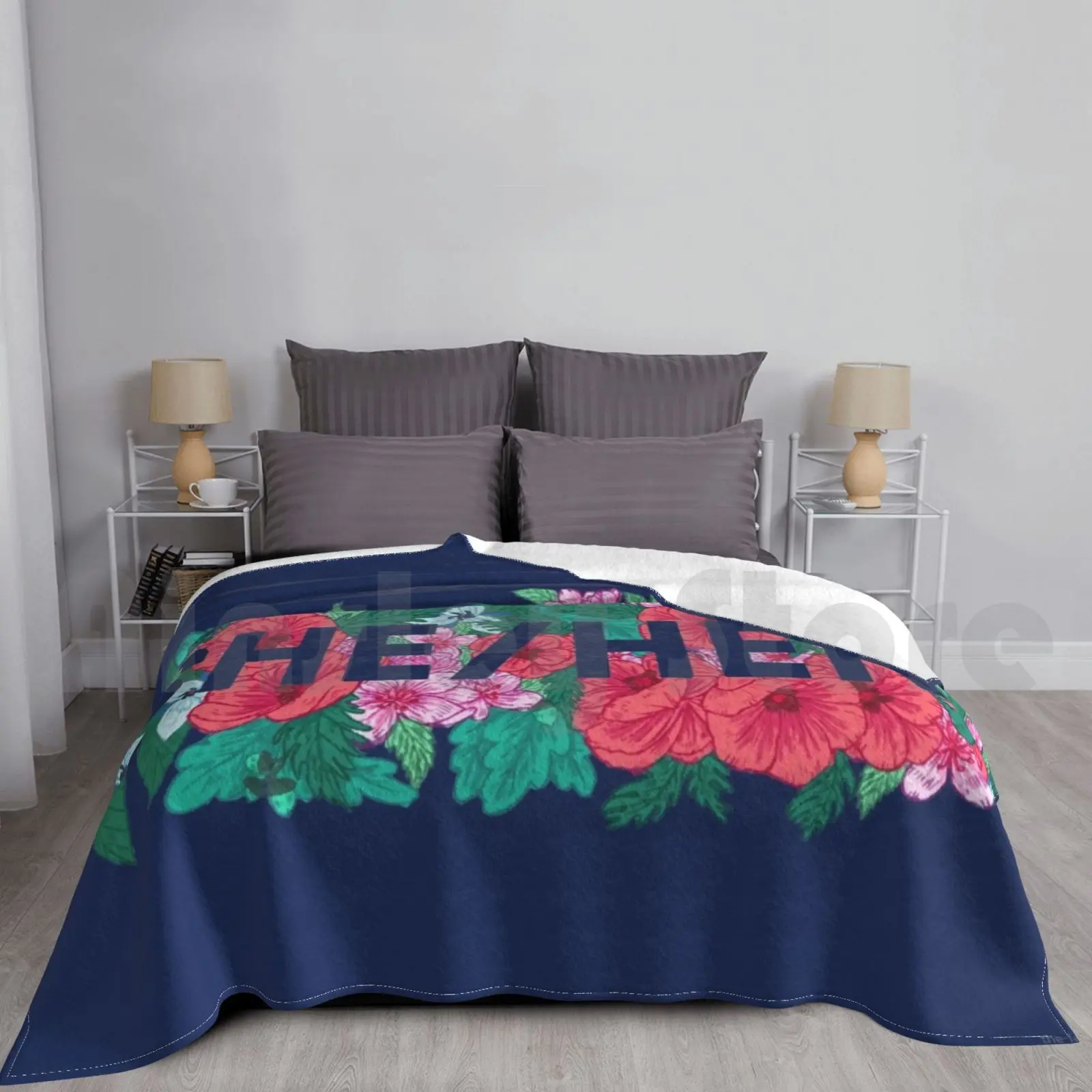 She / Her Ivywild Floral Pronouns Blanket For Sofa Bed Travel Pronouns Trans Queer Graphic Design