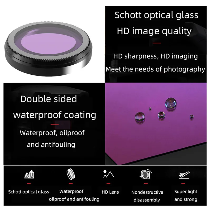 مرشح الطائرة بدون طيار ل Hubsan Zino 2/2 +/Plus STAR/CPL/ND4/ND8/ND16/Night/ND8PL/ND16PL/ND32PL/ND64PL مجموعة ملحقات عدسات الكاميرا