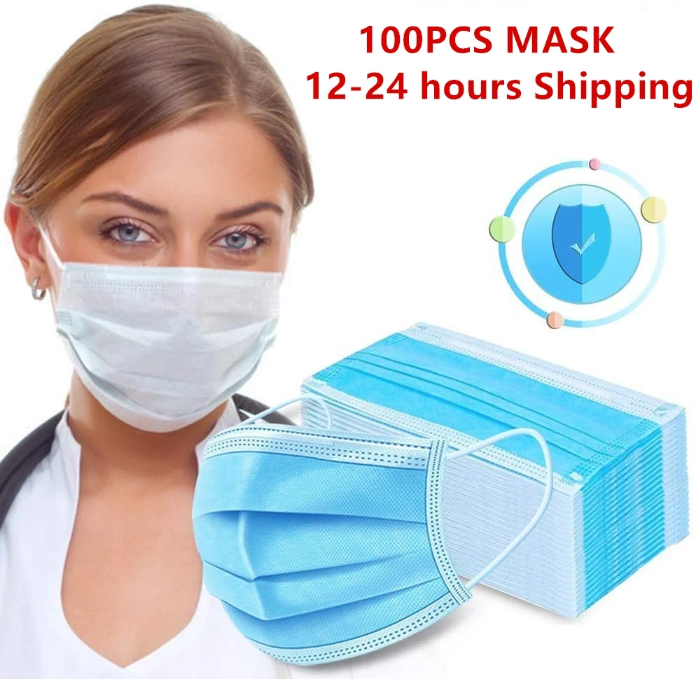 10/50/100/200pcs Mouth Mask Disposable Face Mask Anti Dust PM2.5 Germ Protection 3 Layer Non-woven Mouth Cover Tapabocas