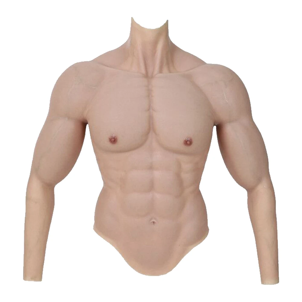 Realistic Fake Breast Muscle Suit With Arms Male Belly Silicone Fake Chest Artificial Simulation Muscles Cosplay Muscle Man Top