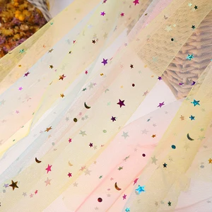 Gökkuşağı, Yıldız, Ay, ve Aşk altın Glitter Sequines, ne-eğer senaryoları kumaş ve dıy için bir bebek duş, düğün, prenses, dekor, masa, 100x155 cm 6 Büyük satış-panel-ay - №6