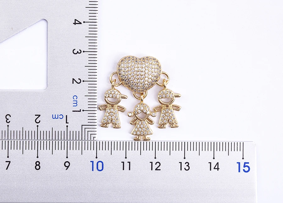 Nidin Heißer Verkauf Sohn Tochter Herz Vergoldet Zirkonia Familie Mädchen Junge Anhänger Halskette Kette Schmuck Für Mutter Geschenk – Detail 4