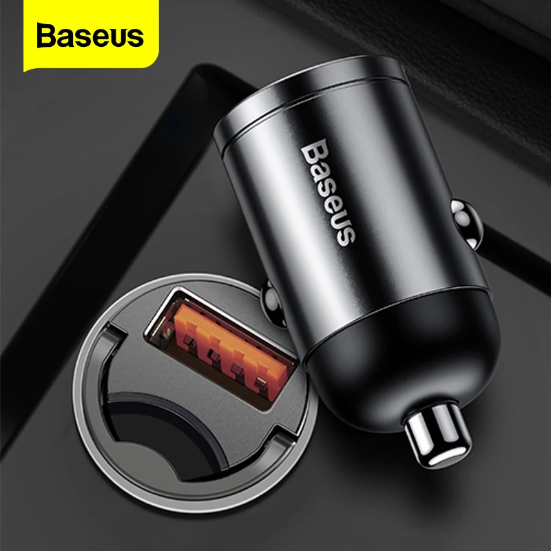 Baseus Car charger Quick Charge QC4.0 3.0 QC PD USB Type C 30W 5A Fast Charging Mini Car Charger For iPhone 14 Pro Xiaomi POCO