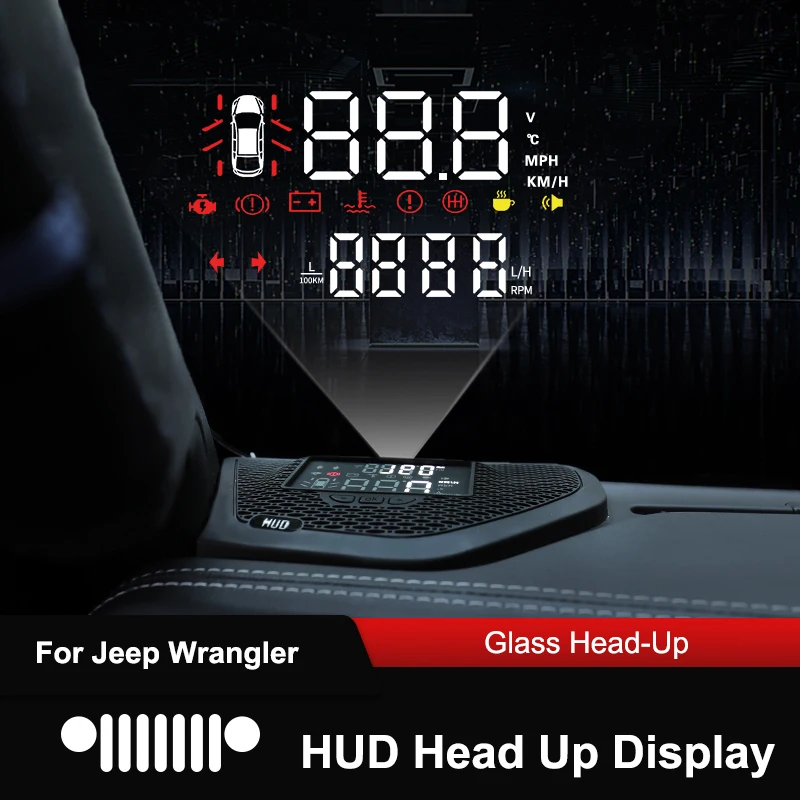 TAJIAN HUD Head Up Display Speedometer Speed Projector Oil Consumption Display For Jeep Wrangler JL 2018-2022 Car Accossorriess