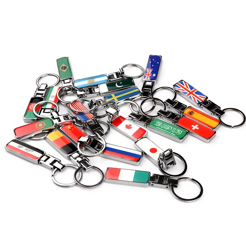 3D Epoxy Keychain Keyring Russia Italy Germany Spain Japan Sweden Portugal National Flag Badge Car Motorcycle Key Chain Key Ring