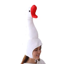 Cute Plush Funny Goose Shape Cap Adult Kids Halloween Party Cosplay Animal Hood Hat Winter Warm Costume Photo Props Headgear