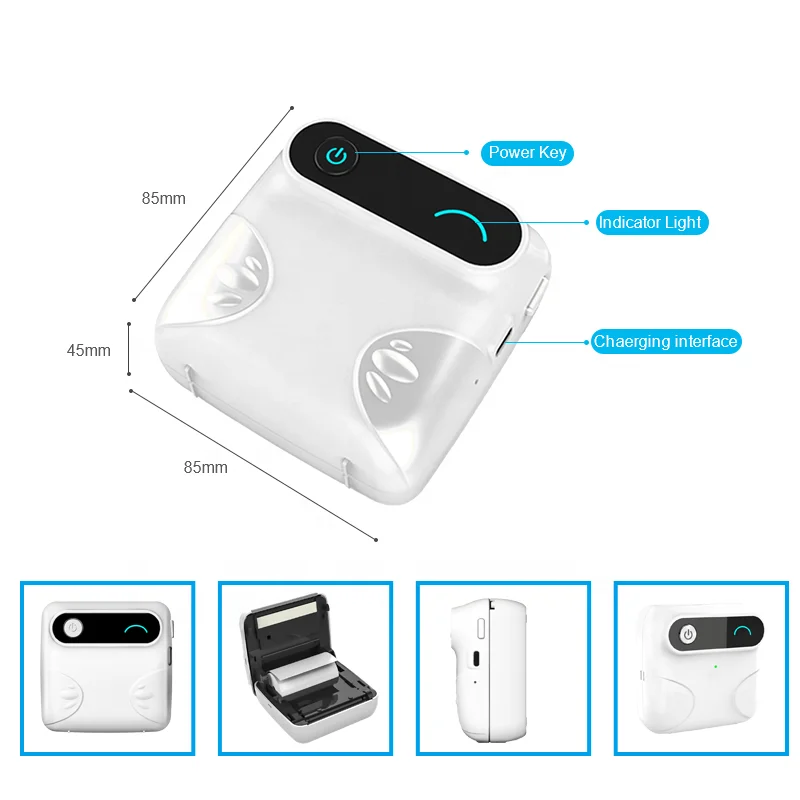 Mini Portable Thermal Printer Paper Photo Pocket 58 mm Printing Wireless Bluetooth Android IOS Printers