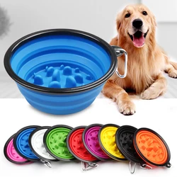 Collapsible Slow Feeding Bowl Dog Pet Folding Silicone Bowl Travel Portable Puppy Food Container Feeder Dish Bowl 350ml/1000ml