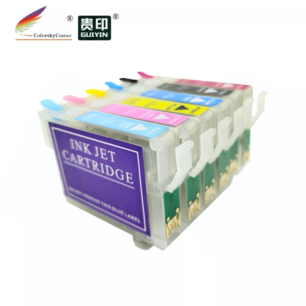 (RCE-801-806) refillable refill ink cartridge for Epson T0801-T0806 80 Stylus Photo P50 PX650 PX660 PX700W PX710W bk/c/m/y/lc/lm