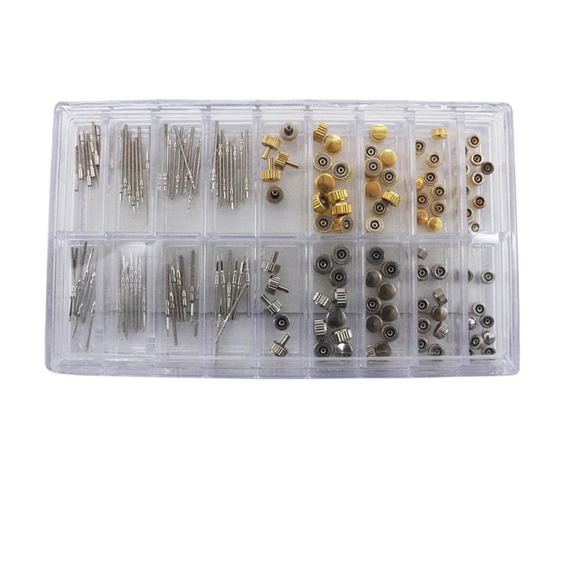 170pcs/box Watch Crown Watch Stem Parts Kit Stainless Steel Flat Cap Watch Crown 2836 8200 7009 PC21 AL35 Watch Stem Parts