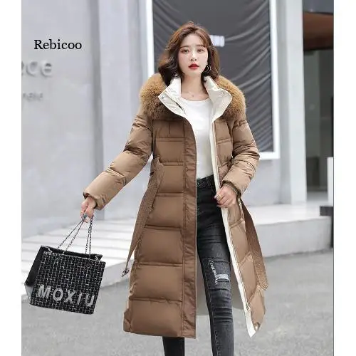 -30 Độ Tuyết Khi Đeo Lâu Parkas Áo Khoác Mùa Đông Nữ Lông Có Mũ Quần Áo Nữ Lót Lông Dày Áo Khoác Mùa Đông Nữ