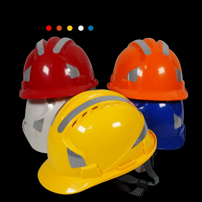 Drie Ribben Reflecterende Helm Abs Hard Hat Constructie Ingenieur Werken Beschermende Helm Gratis Print Logo Vijf Kleuren Op Voorraad