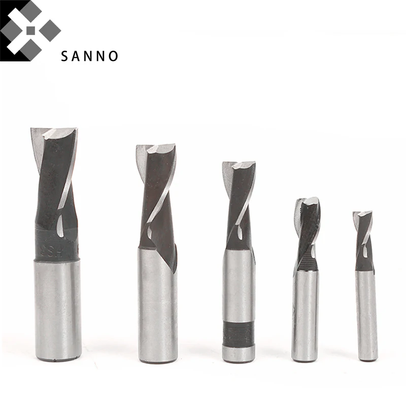 

5Pcs High quality straight shank slot end mills D2 - D20mm HSS 2 flutes high hardness cnc milling cutter double-edged mills tool