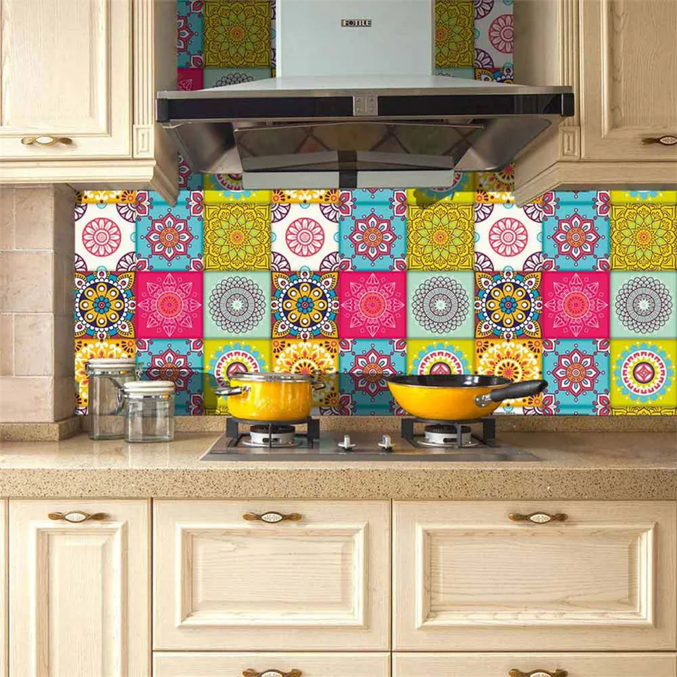 Mediterraneo Mosaico Adesivi Per Piastrelle Cucina Bagno Complementi Arredo Casa FAI DA TE In Vinile Impermeabile di Auto-adesivo Da Parati Della