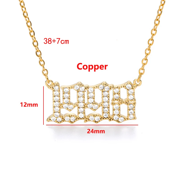 Crystal Letter Pendant Necklace For Women Zircon Birth Year Necklaces Chain 1996 1997 Initial Necklace Choker Jewelry Gift