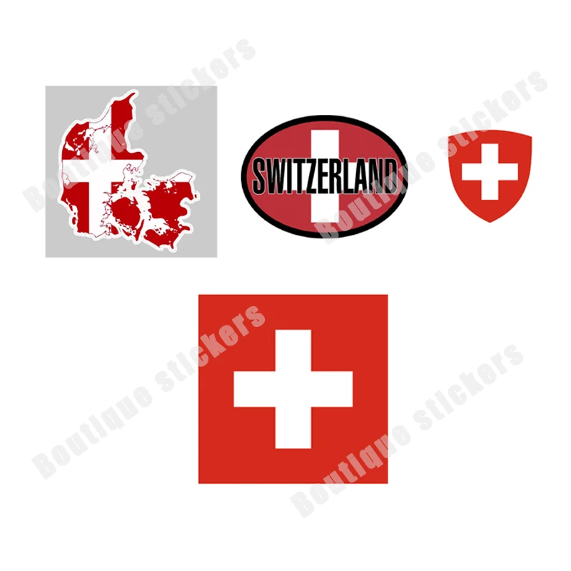 Swiss Flag National Emblem Map Swiss Skull Sticker Fine Art Pattern Waterproof Body Decoration Rearview Mirror Window