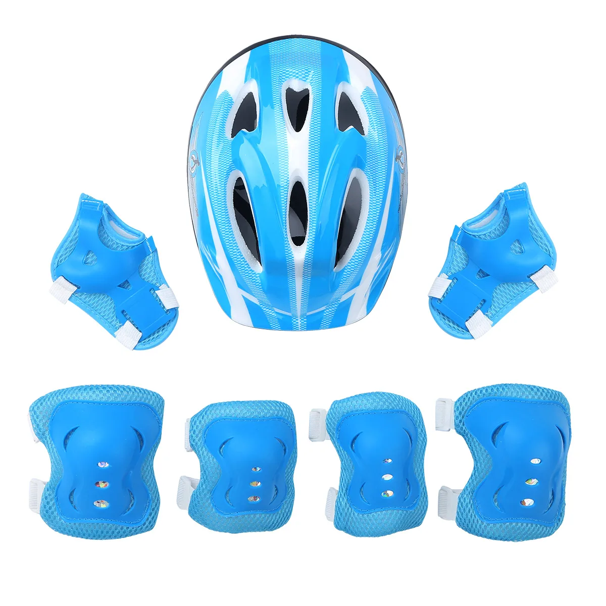 7Pcs/set Protective Gear Set Adjustable Helmet with Knee Elbow Wrist Pad Guards Kids Roller Riding Skateboard Sports Equipments