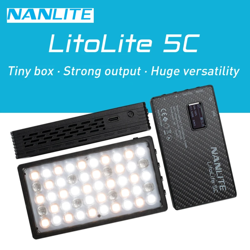 Nanlite LitoLite 5C 3200K-5600K LED Light แบบพกพา Video Light 2400MAh Bulit-In แบตเตอรี่การถ่ายภาพแสง