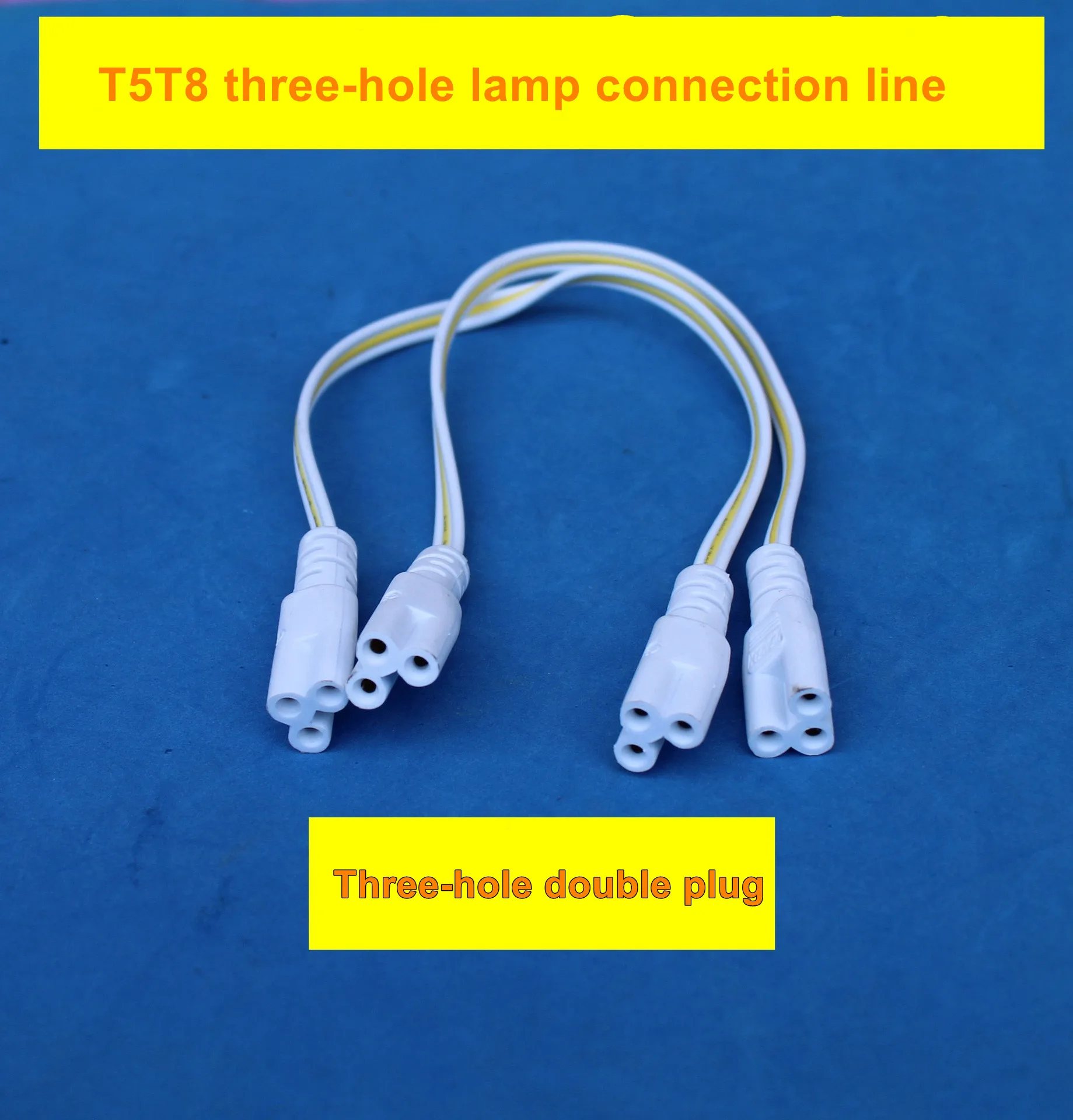 10pcs/lot T4T5T8 Fixture Tube Light 20/30/50/80/100cm Long Connection Cables Led Lighting Tube Connector 3 Pin Double-end Cable