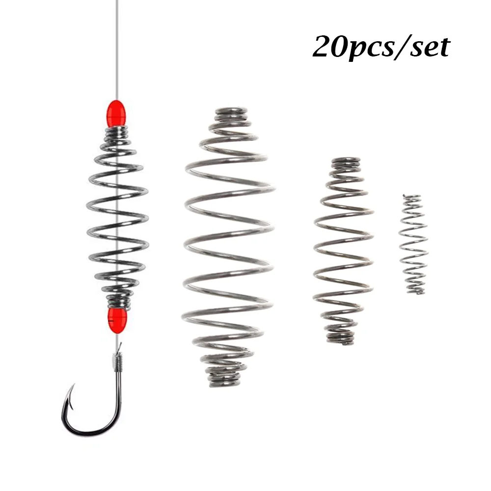 20pcs Fishing Spring Feeder Cage Carp Hair Rig Combi Rigs Floating Feeder Accessory Stops S M L Carp Fishing Tackle High Quality