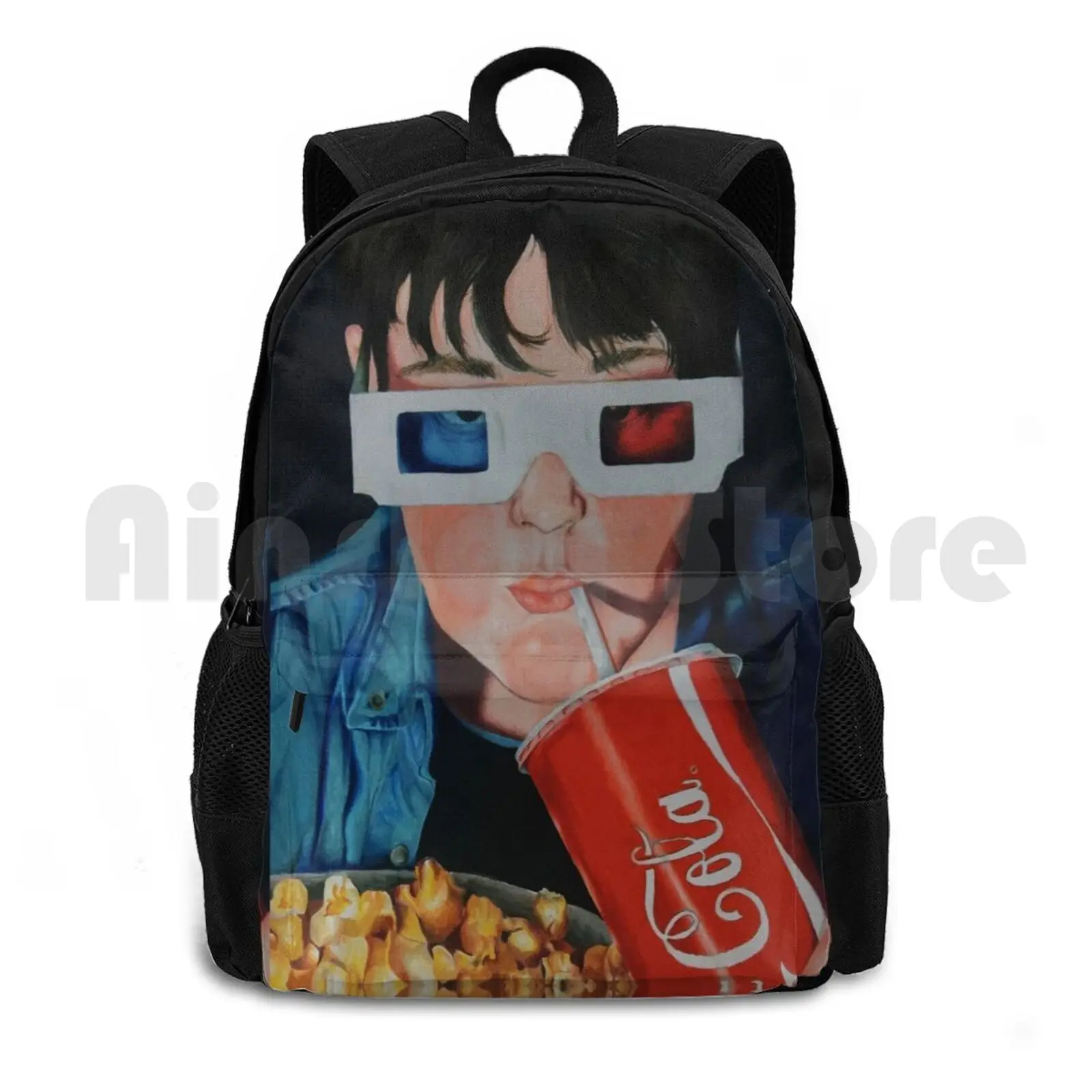 

At The Movies Outdoor Hiking Backpack Waterproof Camping Travel Cinema Popcorn Boy Movies Movie Film 3d 3d Glasses Red