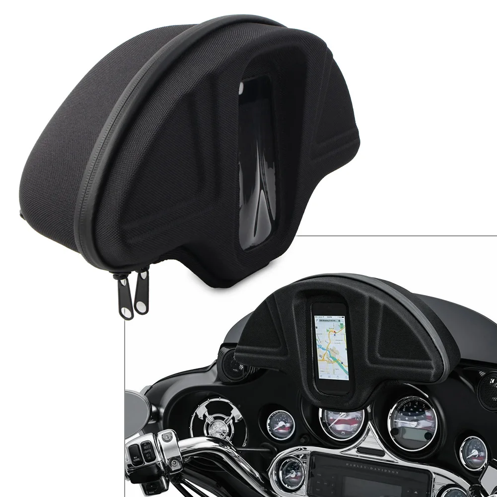 

Motorbike Single Pocket Smartphone Windscreen Windshield Bag For Harley Electra Glide EFI FLHT Black