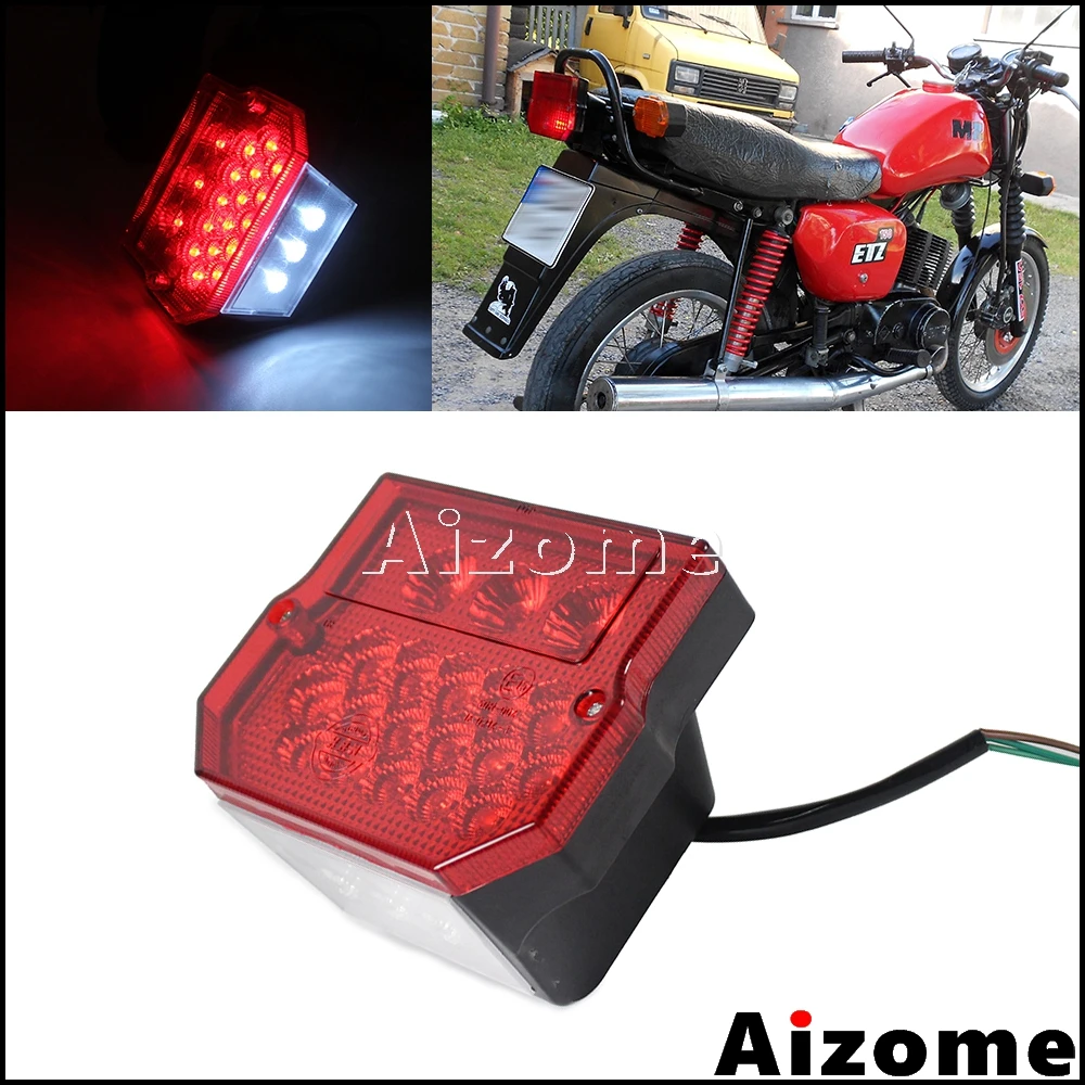 For Suzuki TS125 TS150 TS250 Motorcycle Taillight LED Rear Lamp Tail Light For Simson SR50 S51 MZ ETZ 150 250 251 301 Stop Light