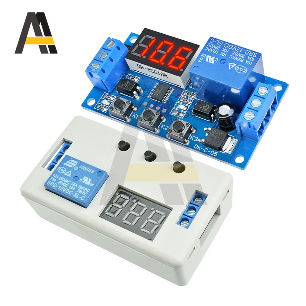 DC 12V Digital Time Delay Relay 3 LED Digits Trigger Cycle Timer Delay Switch Circuit Board Adjustable Timing Control Module