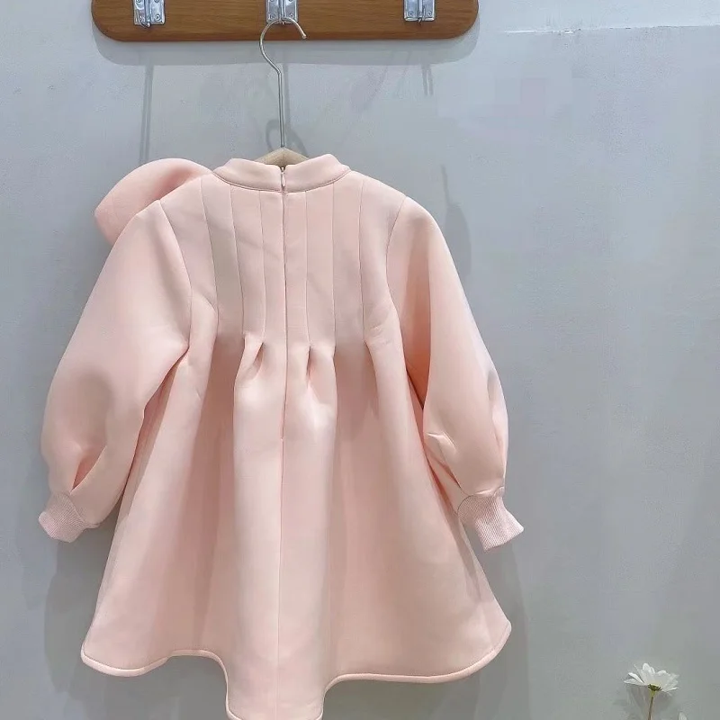 Baby Girl Princess Big Bow Dress Long Sleeve Infant Toddler Girl Vintage Vestido Party Pageant Birthday Baby Clothes 1-10Y