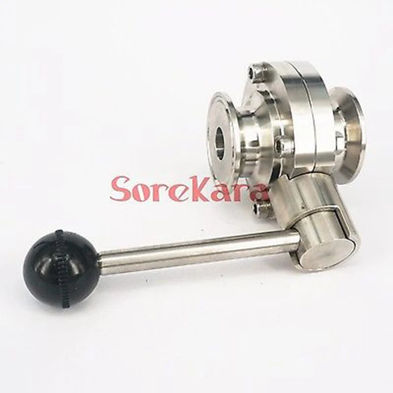 

1.78" 45mm SS304 Stainless Steel Sanitary 2" Tri Clamp Butterfly Valve Brew Beer Dairy Product Plumbing