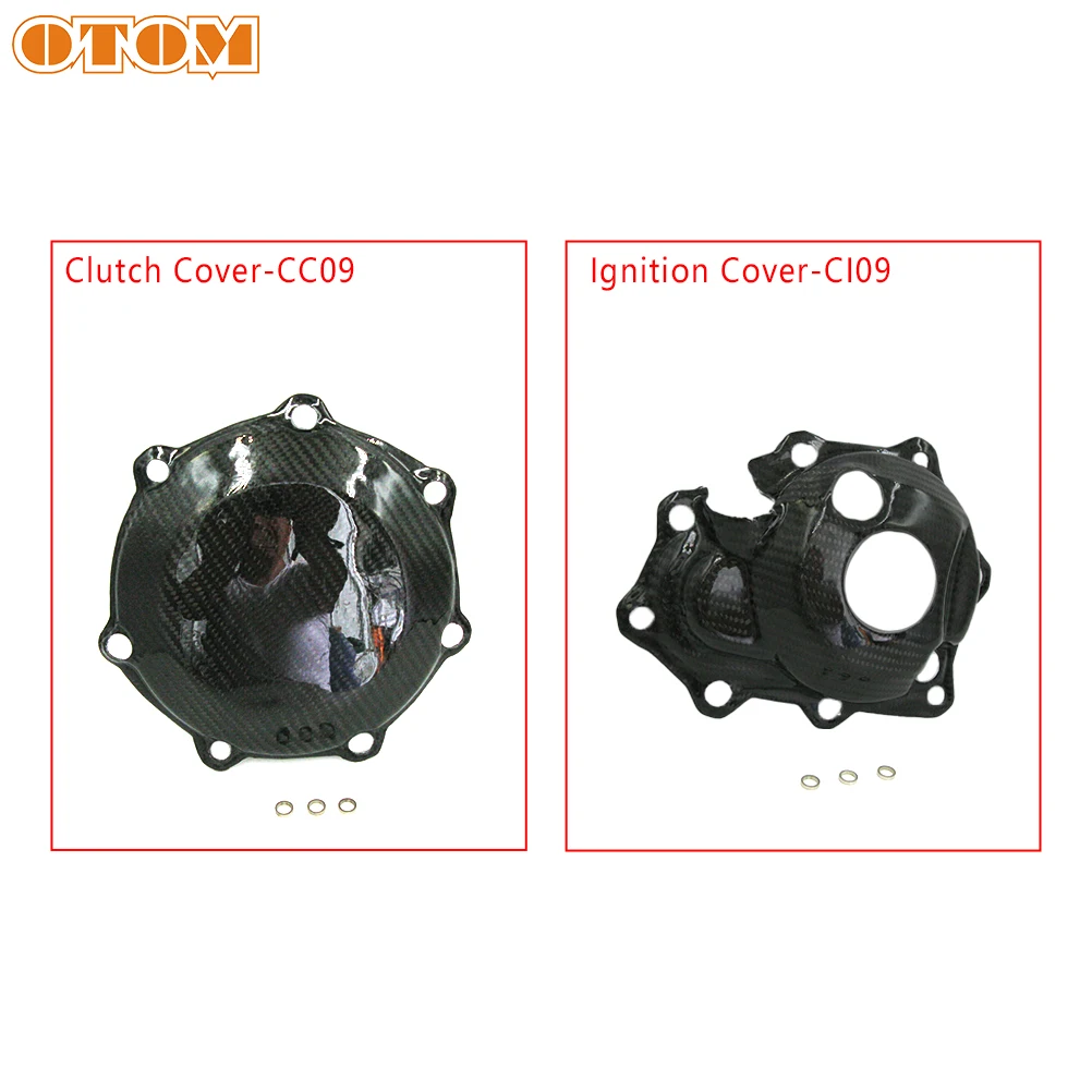 OTOM Motorcycle Clutch Cover-CC09/Ignition Cover-CI09 Carbon Fiber Protection Cover For YAMAMA YZ250F Motocross Accessory Parts