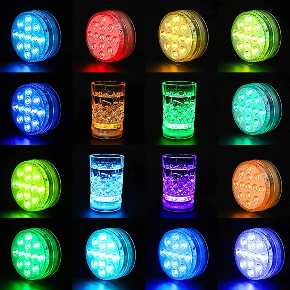 13 Led Remote Controlled RGB Submersible Light USB Rechargeable  Underwater Night Lamp Outdoor Vase Bowl Garden Party Decoration