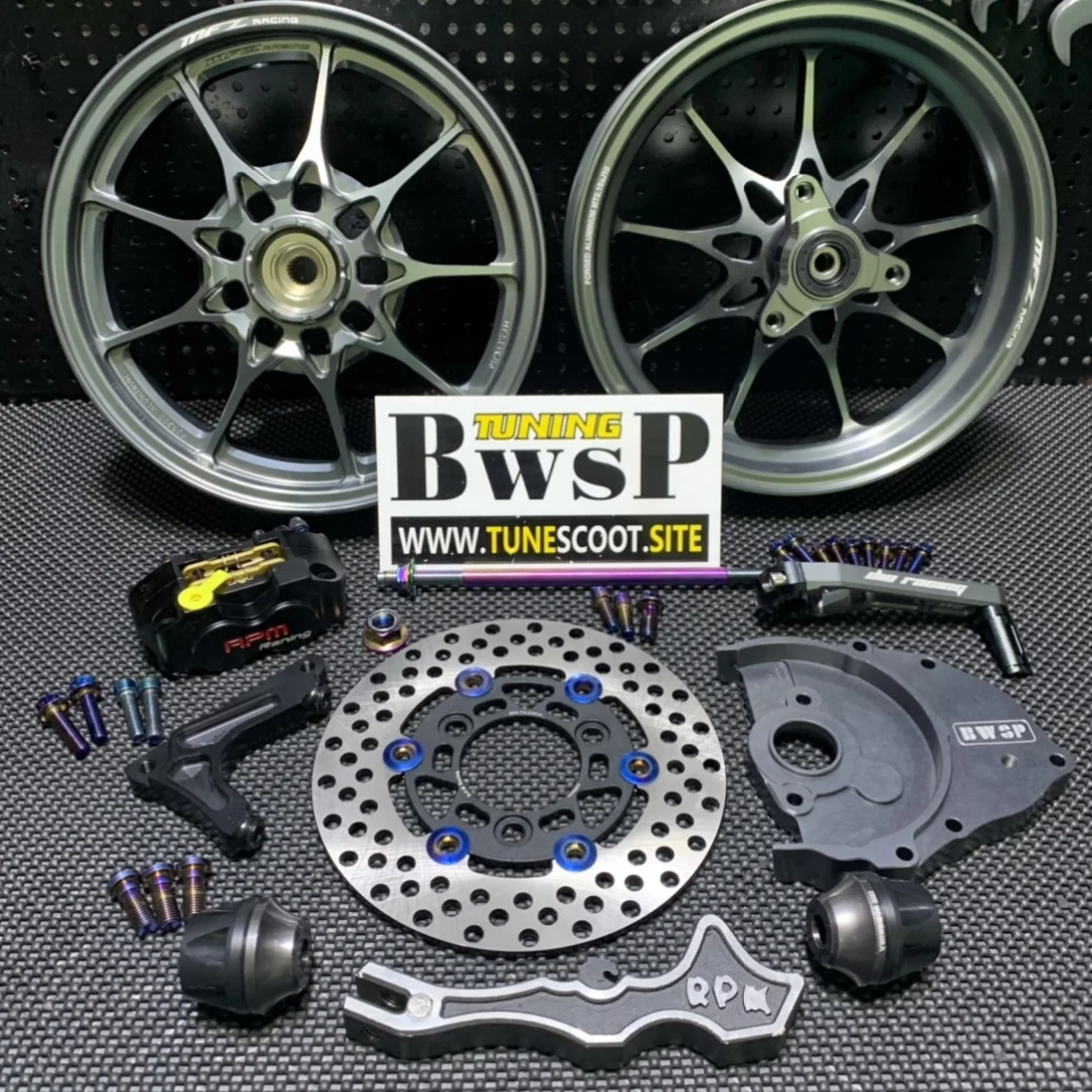 DIO50 MFZ Combo Set With Grey Wheels BWSP CNC Transmission Gear Cover Brake Disk Caliper 200mm 220mm Dio 50 Af18