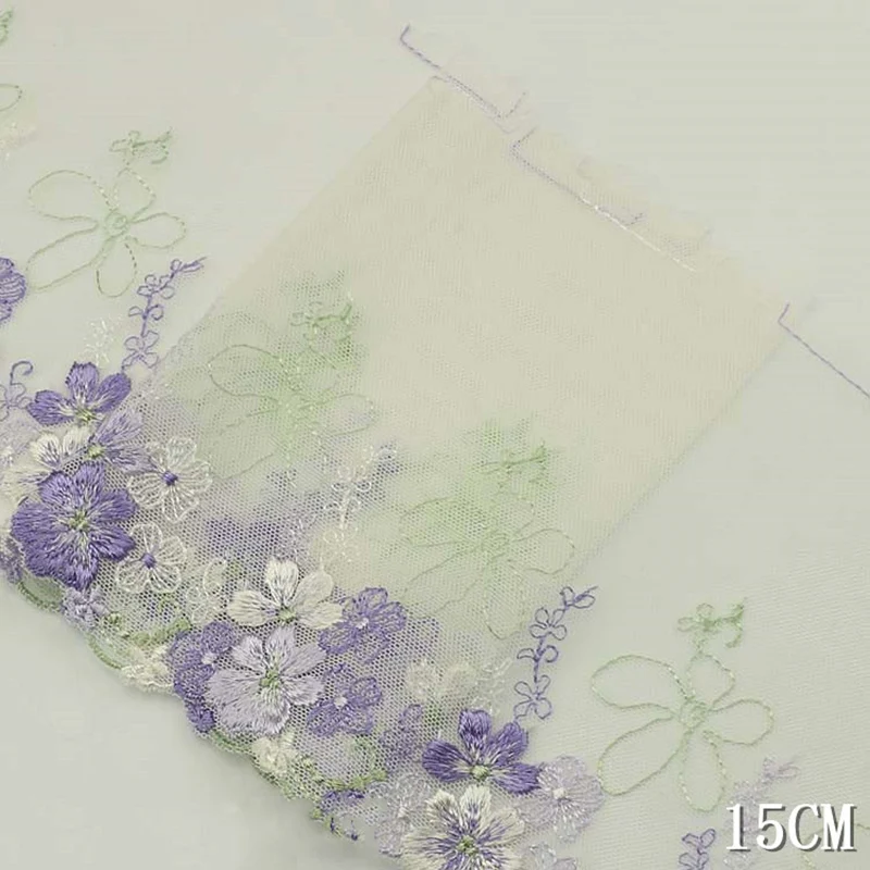 

1lot/120yards 15cm Lace Fabric Exquisite Flower Embroidery Purple Pink Lace Trim for Sewing Craft Materials Clothing Accessories