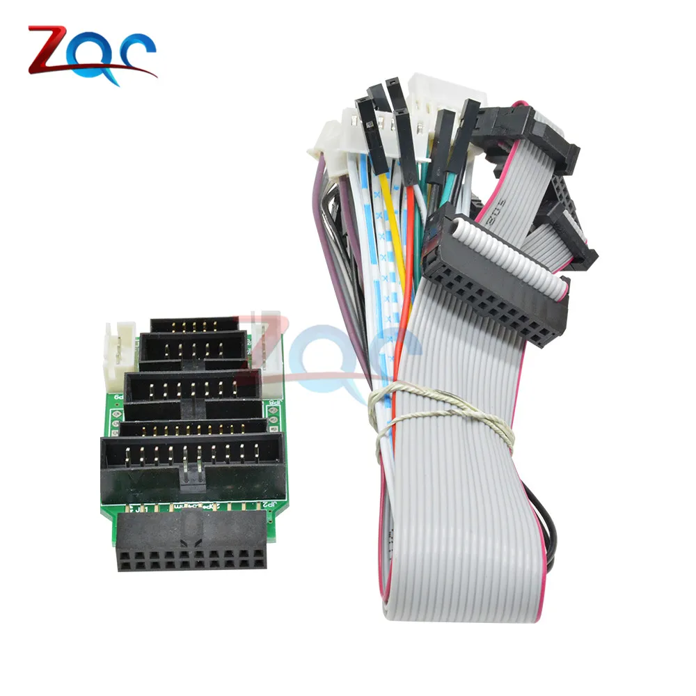 Emulator V8 JTAG Adapter Converter for J-Link with 8PCS 4 Pin 6 Pin 10 Pin 20 Pin Grey Flat Ribbon Data Cable Dupont Wire