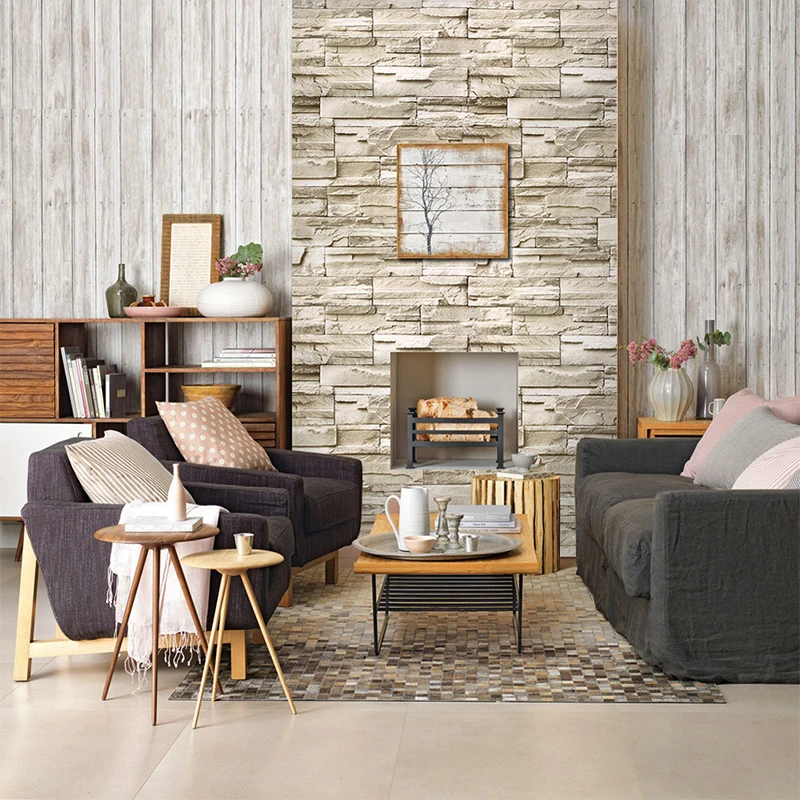3D Brick Pattern Rock Sticker Waterproof PVC Wallpaper Bar Restaurant Background Wall Paper Wallpaper