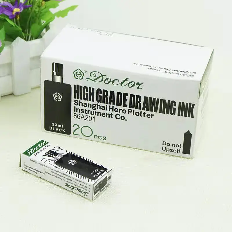 23ml /box Hero needle tube pen filling ink Black for drawing pen students Stationery Writing School Office Supplies