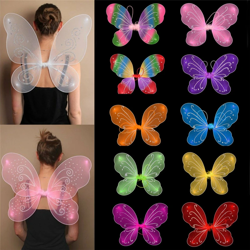 Adult Kid Butterfly Wings Fairy Angel Sparkling Princess Wings Birthday Party Fancy Cosplay Costume Halloween Dress Up Props